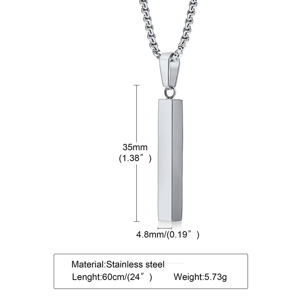 Pillar Bar Pendant Necklace — Stainless