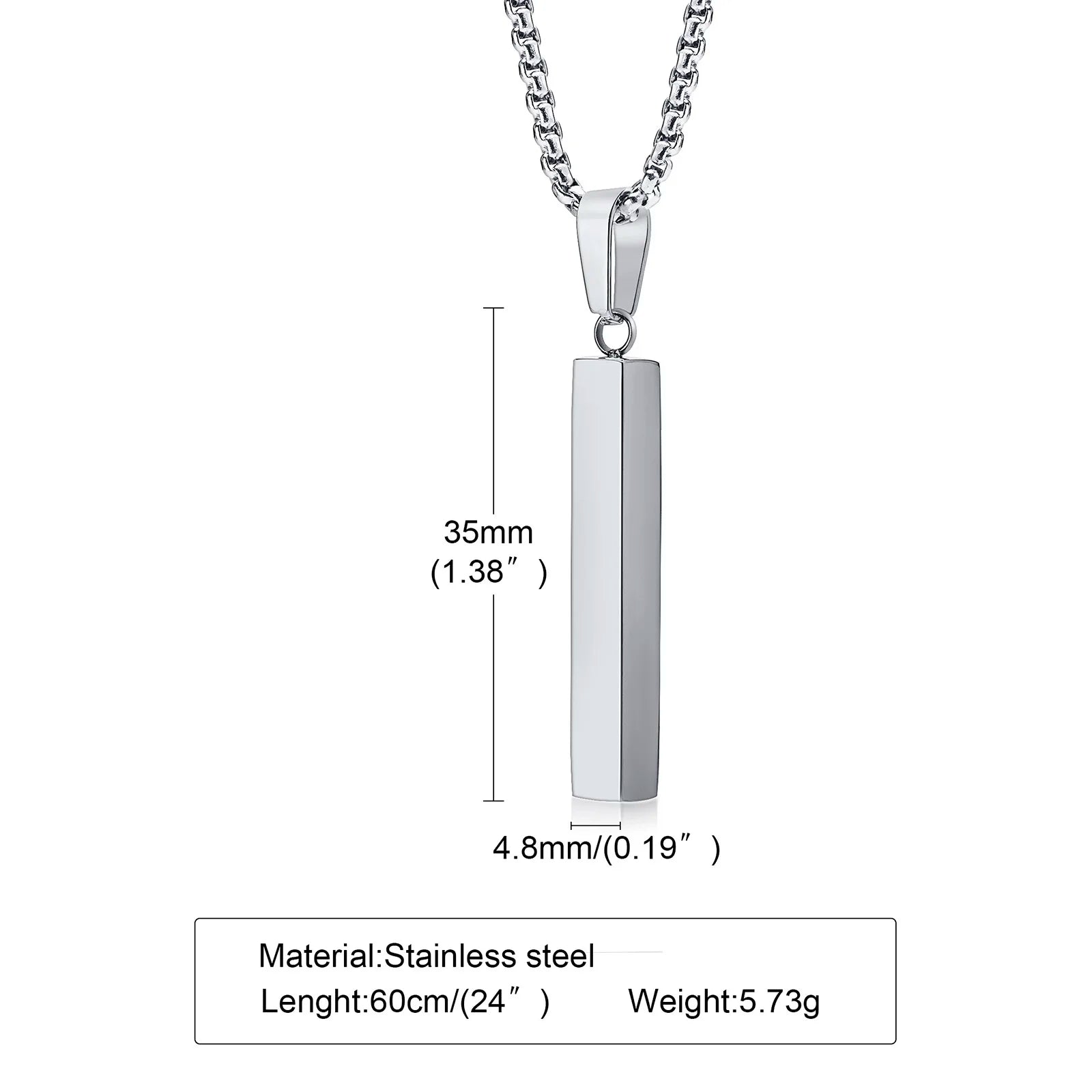 Pillar Bar Pendant Necklace — Stainless