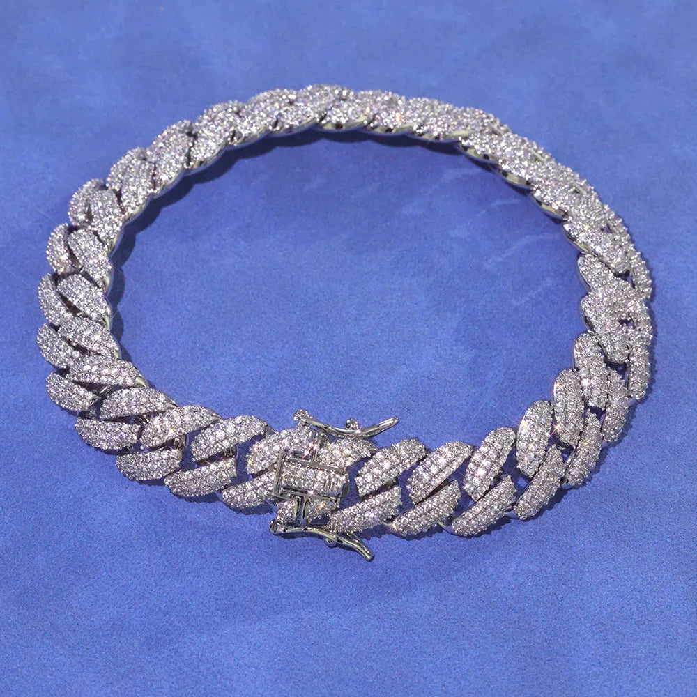 Silver Cuban Chain Necklace Iced Out 12MM