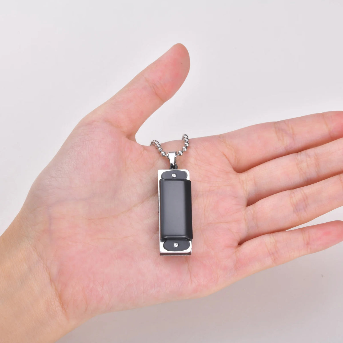 Harmonica Pendant Necklace — Stainless Steel Bead Chain