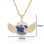 Angel Wing Photo Pendant Necklace Iced Out CZ