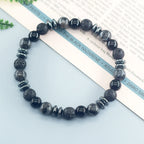 Classic Black Natural Labradorite Volcanic Stone Round Bead Bracelet Health Protection Wealth Luck Accessory Men 팔찌