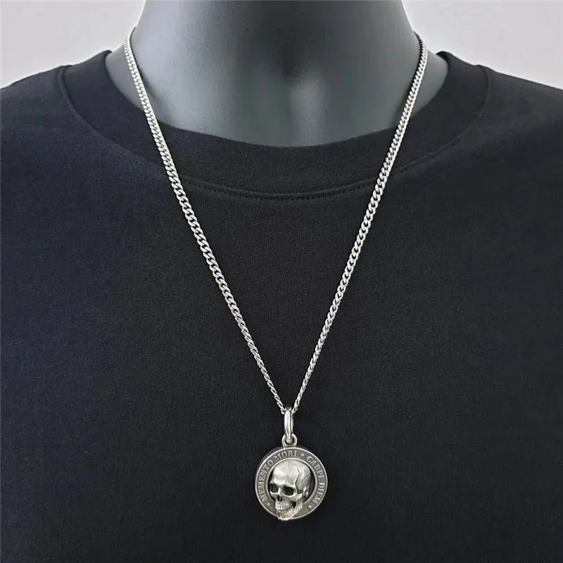 Memento Mori Letter Skull Necklace — Gothic