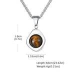 Tiger Eye Stone Stainless Steel Pendant Necklace