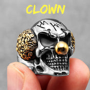 Stainless Steel Joker Clown Skull Gothic Ring