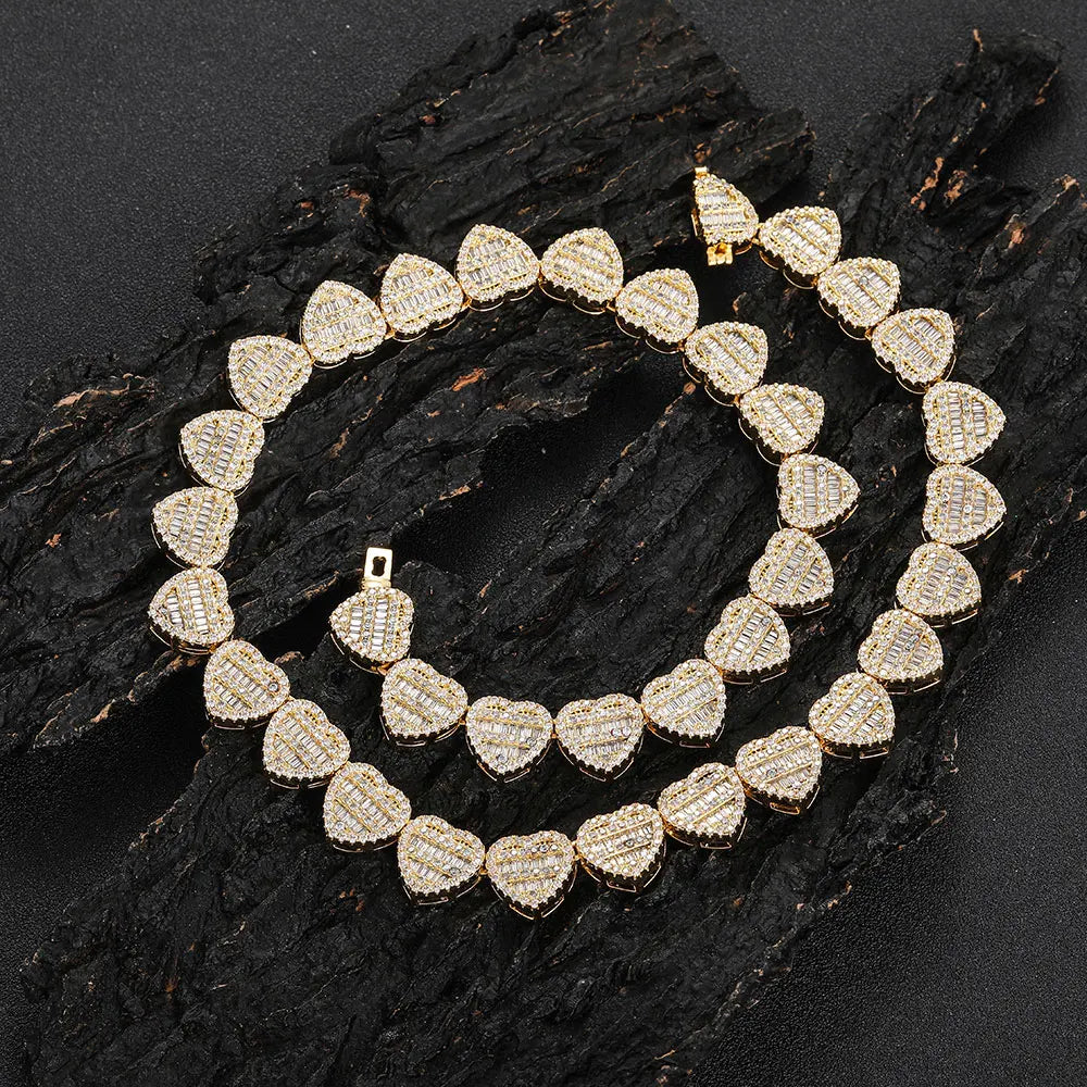 Iced Out Heart Necklace Stainless Steel 12MM