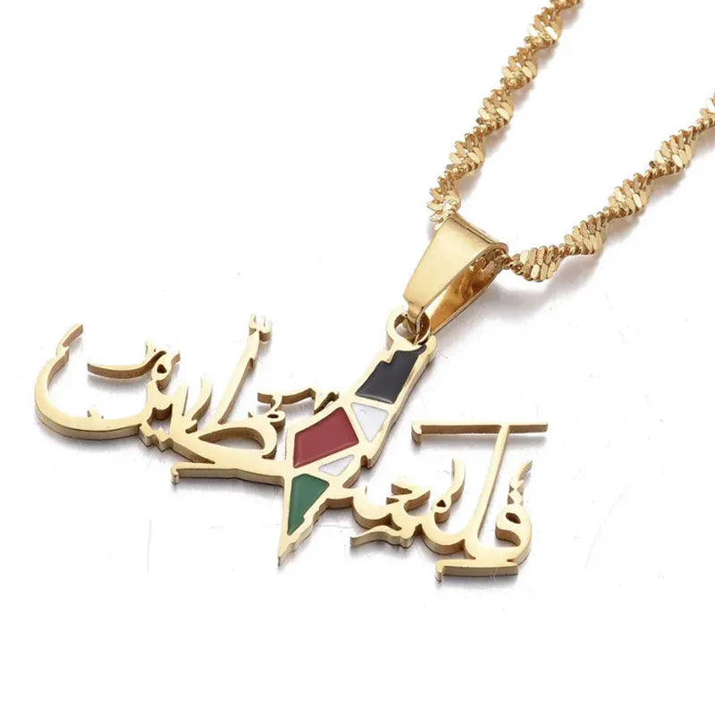 Palestine Flag Steel Pendant Arabic Collier
