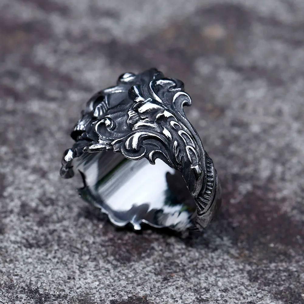 NEW Men's 316L stainless-steel rings Calvarium Skull Devil RING for gothic decorative pattern Jewelry Gift free shipping