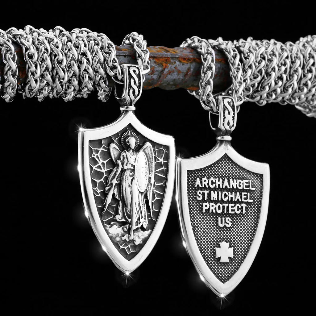 High Quality Design Stainless Steel Odin Warrior Shield Viking Necklace Nordic Religious Belief Jesus Amulet Pendant Jewelry
