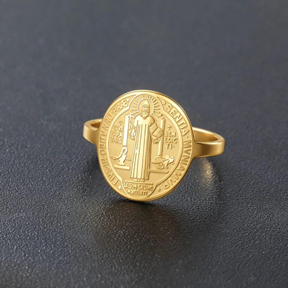 Saint Benedict of Nursia Ring for Men and Women — Stainless Steel