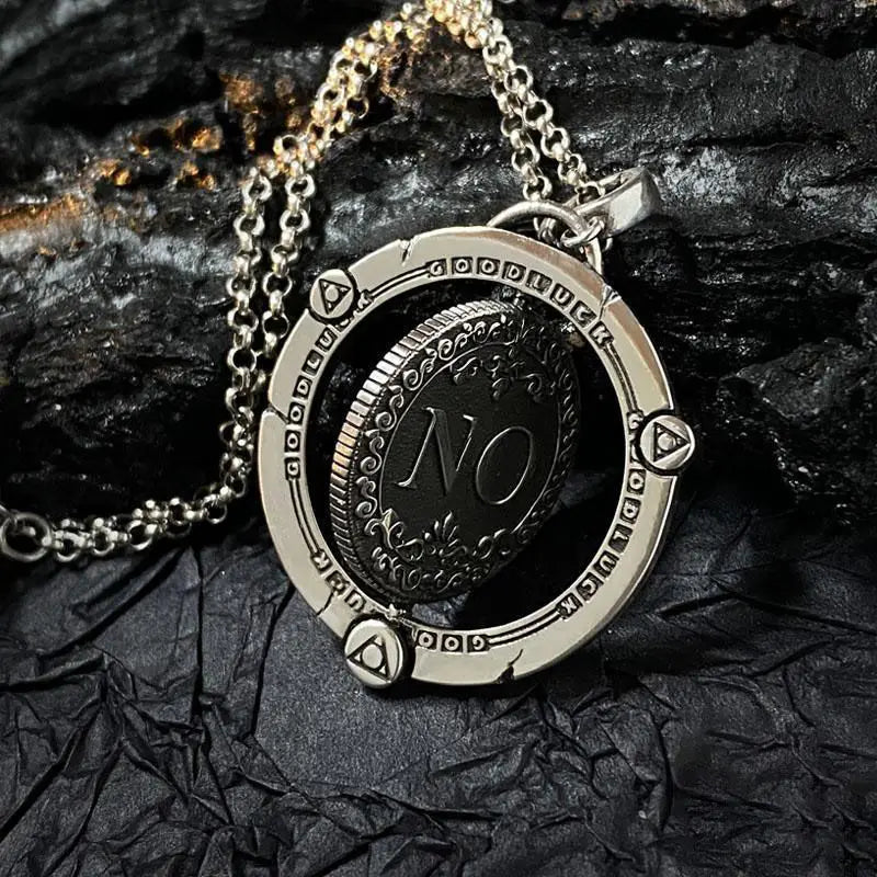 Yes No Decision Flip Coin Pendant Necklace — Retro, 60cm Chain