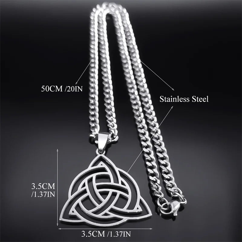 Celtic Knot Trinity Pendant Necklace — Stainless Steel