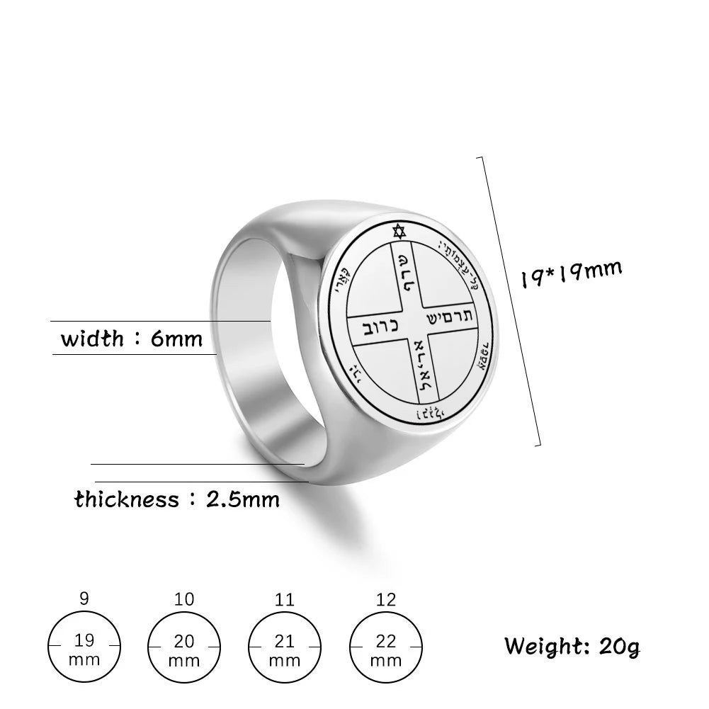 First Pentacle Key of Solomon Ring — Stainless Steel