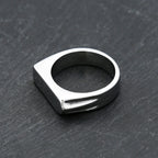 Fashion 316L Stainless Steel Simple Rings For Men Women Punk Hip Hop Square Band Flat Top Signet Ring Charm Party Jewelry Gifts