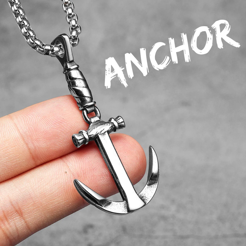Anchor Sailor Pendant Necklace — Stainless Steel