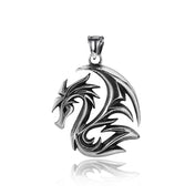Stainless Steel Hollow Flame Dragon Pendant Necklace