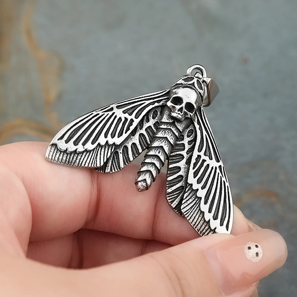 Death's-Head Moth Skull Pendant Necklace — Stainless Steel