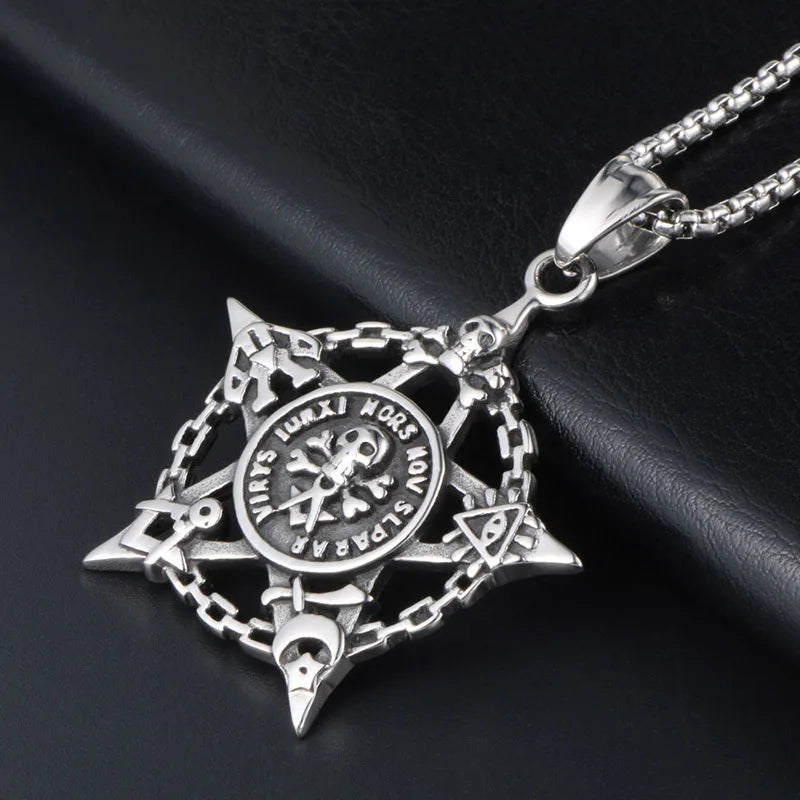 Skull Steel Pendant Five Star