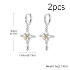 Jesus Cross Textured Dangle Earrings — Stainless Steel