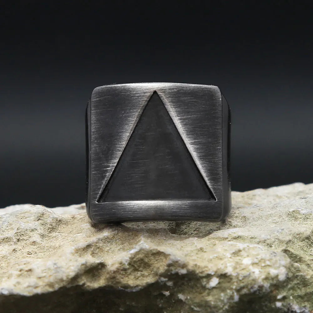 Valknut Steel Ring Vintage Triangle Punk Party