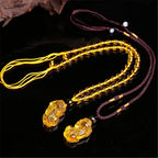 Citrine Pixiu Wealth Pendant Necklace — Crystal Amulet