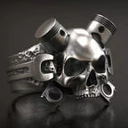 Steampunk Wrench Skull Ring — Gothic Statement