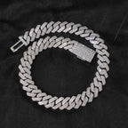 20mm 2 Rows Rectangle CZ Iced Out Miami Cuban Link Chain Bling 5A Zircon Stone Hip Hop Jewelry Necklace For Men Gift