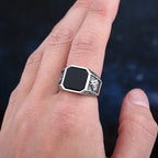2024 New 316L Stainless Steel Celtic Knot Viking Polished Ring Black Zircon Vintage Jewelry For Couple Gift Good Detail