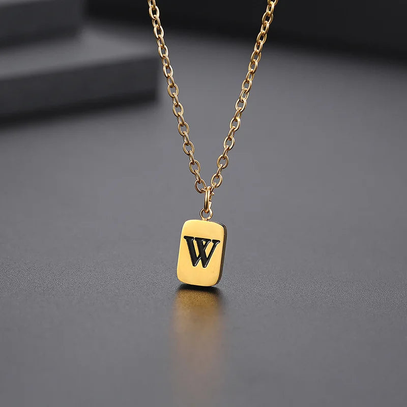 Letter Pendant Square Chain — Gold