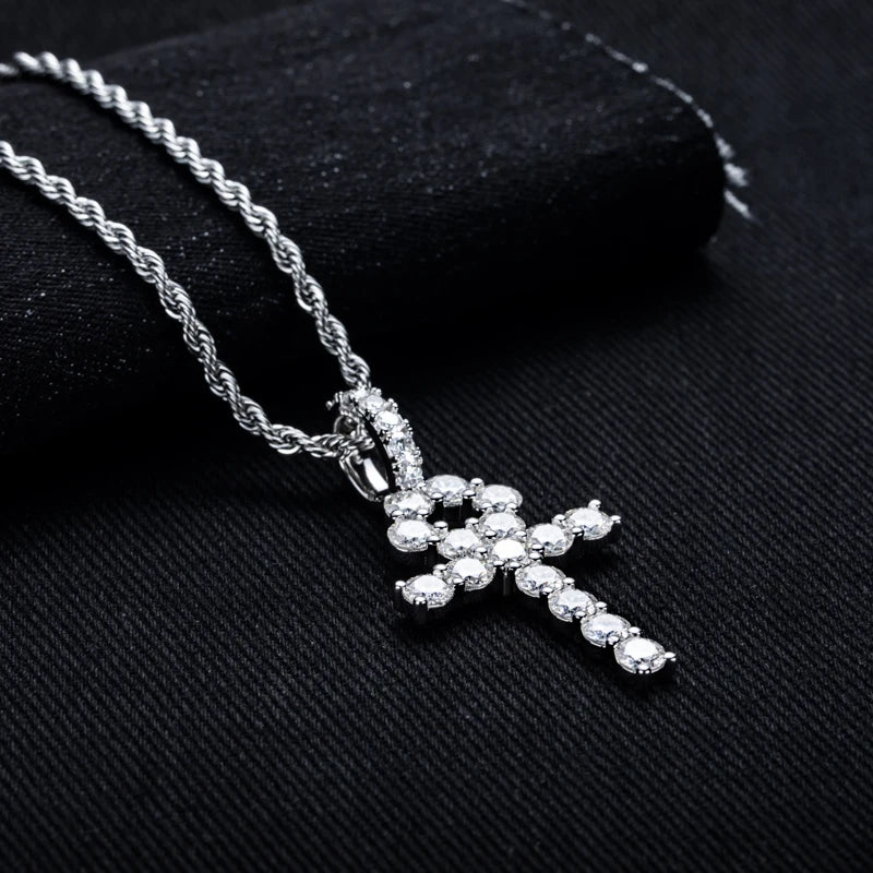Iced Out Cross Pendant — 925 Silver
