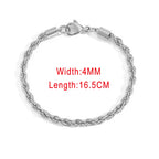 Rope Chain Bracelet 3-4mm — Stainless Steel