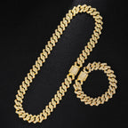 Gold Color Cuban Chain Watch for Men,Hip Hop Miami Curb,Iced Out Paved Rhinestones,Bling Rapper Necklace