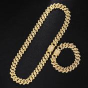 Iced Out Cuban Gold Watch + Chain Bracelet Set