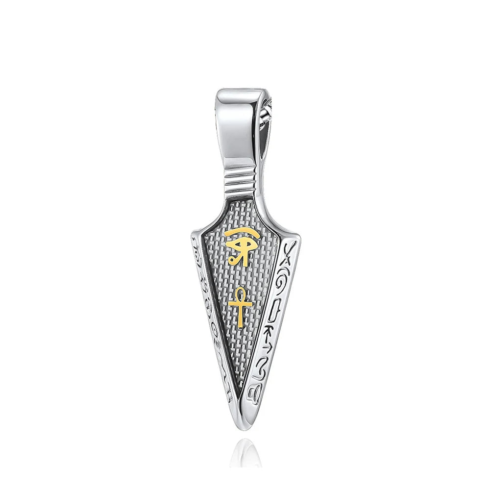 Men's Stainless Steel Ankh Cross Spearhead Pendant Necklaces Fashion Vintage Eye of Horus Necklace Punk Amulet Jewelry