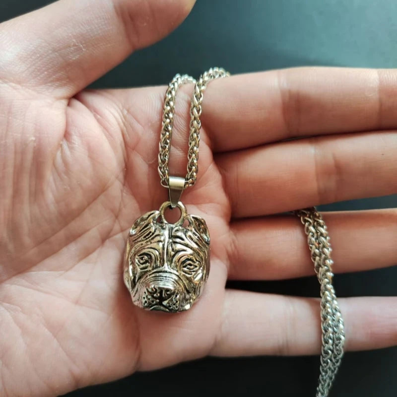 Steel Pendant European American Retro Cute Bulldog
