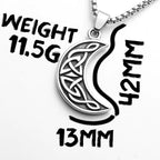 Celtic Knot Crescent Moon Pendant Necklace — Stainless Steel