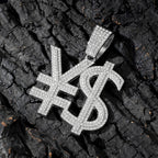 Hip Hop Exaggerated Dollar Sign Pendant,with 13mm Cuban Chain Currency Symbol Pendant Necklace for Men Rapper Charm