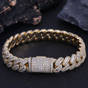 Iced Out Baguette Cuban Chain Necklace 12MM Steel