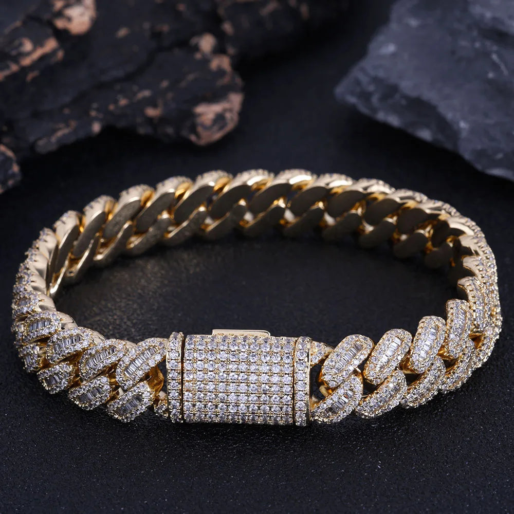Iced Out Cuban Chain Necklace Stainless Steel 12MM