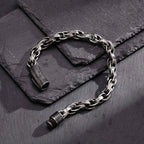 Chunky Twisted Chain Bracelets for Men Boys,Stainless Steel Antique Grey Wristband,Rock Punk Jewelry Gifts