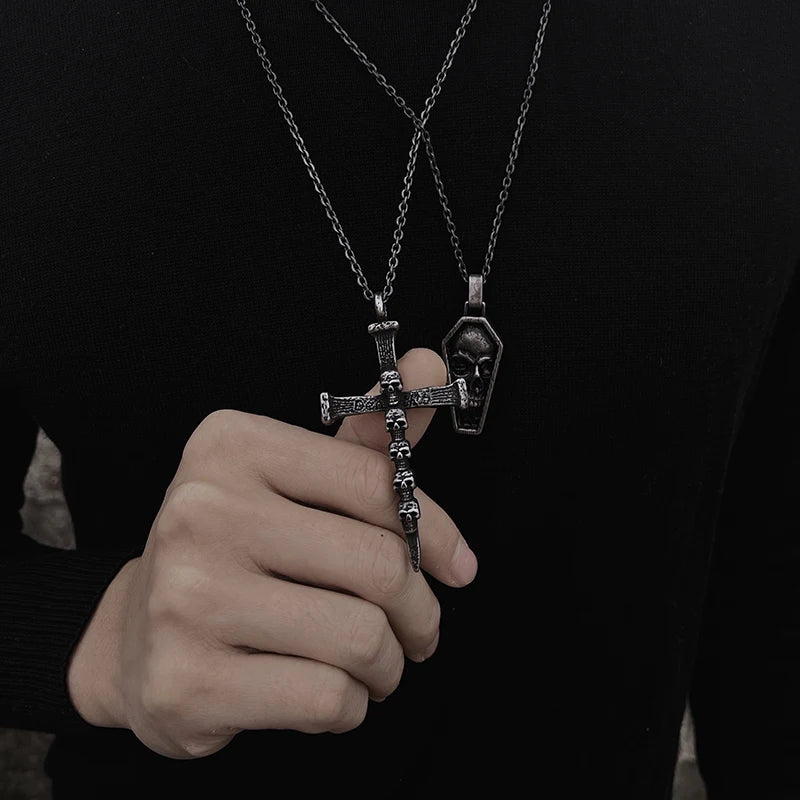 Vintage Punk Skull Necklace for Men Women 316L Stainless Steel Necklaces Men's chain Fashion Male Kiss Jewelry OSDZ201