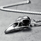 Crow Skull Pendants Men Necklace Stainless Steel War Damaged Gothic Skeleton Chain Rock Punk Party for Friend Male