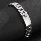 Polished Brushed Stainless Steel Cuban Chain Bracelet for Men Black Gold Color Nickel-Free Jewelry18-24CM Length Gift