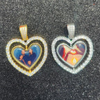 Iced Out Heart Photo Pendant Necklace