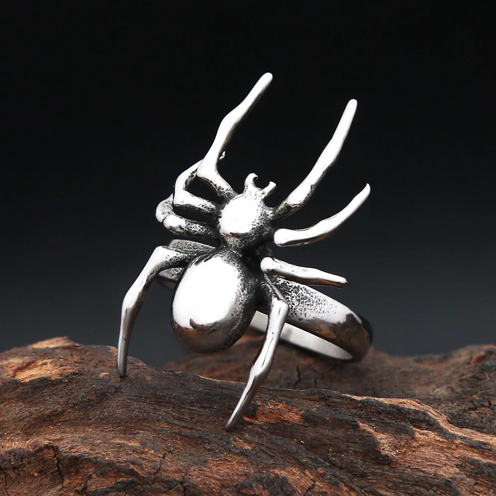 Spider Steel Ring Vintage Punk 316L Gothic Biker