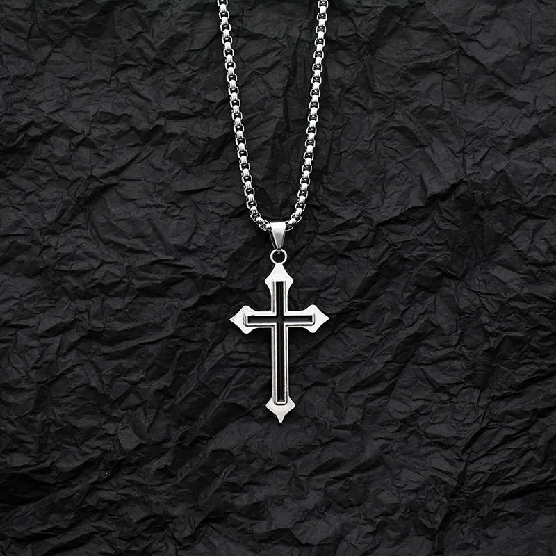 Cross Black Pendant Japanese Korean