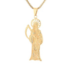 Iced Out Grim Reaper Pendant Necklace — Gold