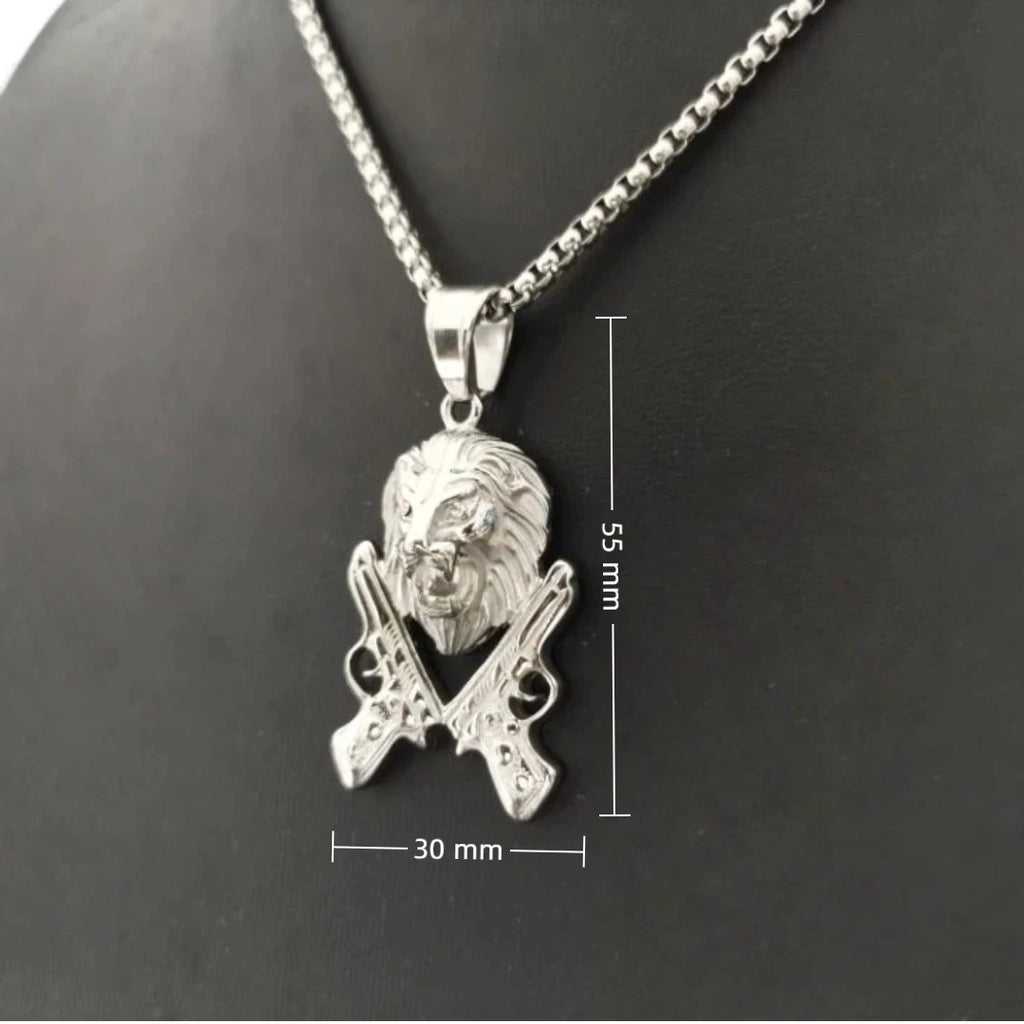 Punk Big Round Lion Head Pendant Male Gold Color Stainless Steel CZ Animal Necklaces For Men Fashion Party Jewelry Gift 2025