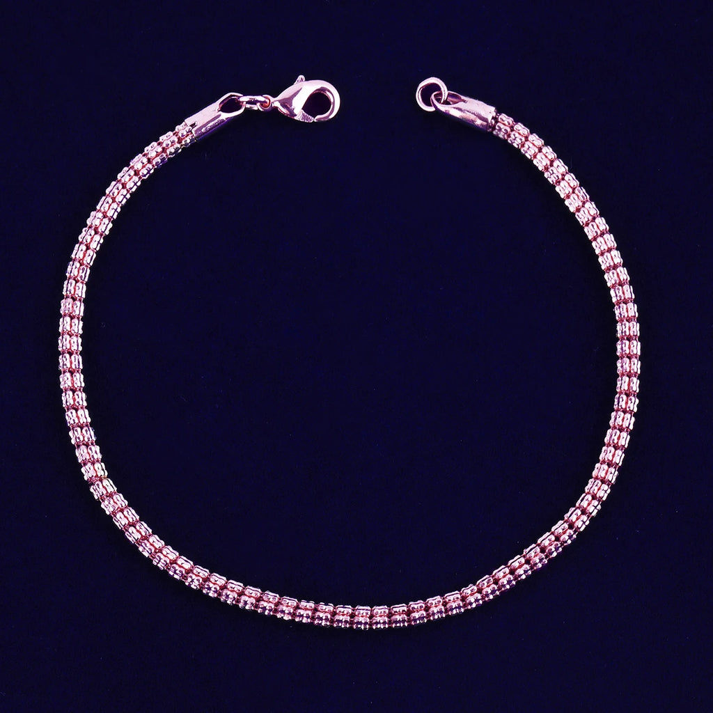 Bubble Letter Round Snake Link Bracelet for Women Real Gold Plated Hip Hop Jewelry
