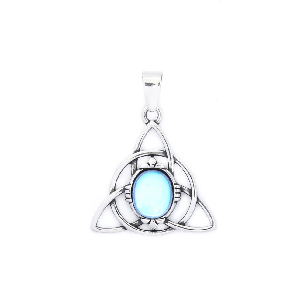Trinity Opal Knot Pendant — Stainless Steel